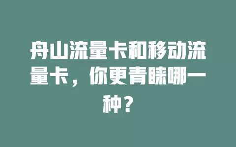 舟山流量卡和移动流量卡，你更青睐哪一种？