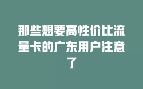 那些想要高性价比流量卡的广东用户注意了