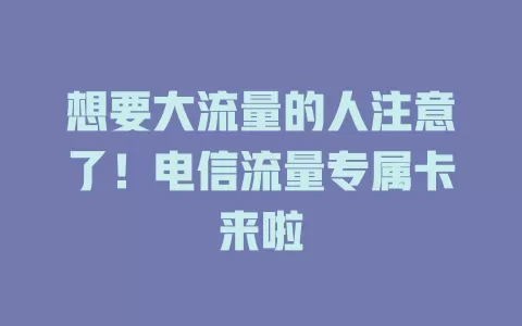 想要大流量的人注意了！电信流量专属卡来啦