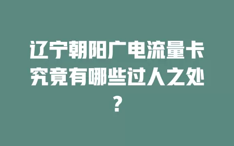 辽宁朝阳广电流量卡究竟有哪些过人之处？