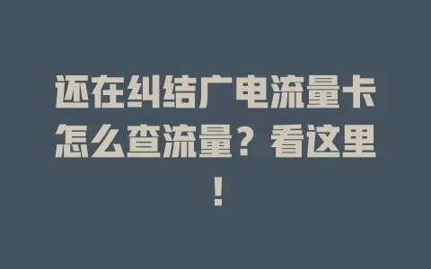 还在纠结广电流量卡怎么查流量？看这里！