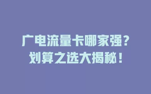 广电流量卡哪家强？划算之选大揭秘！