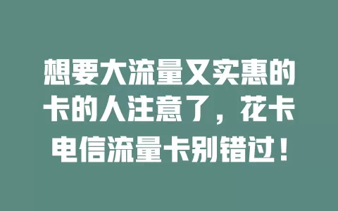 想要大流量又实惠的卡的人注意了，花卡电信流量卡别错过！