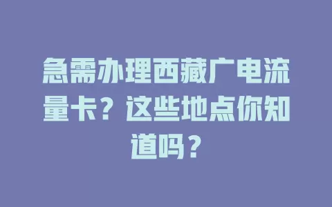 急需办理西藏广电流量卡？这些地点你知道吗？