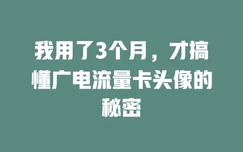我用了3个月，才搞懂广电流量卡头像的秘密