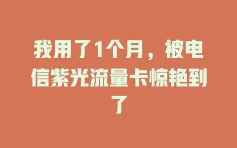 我用了1个月，被电信紫光流量卡惊艳到了