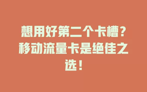 想用好第二个卡槽？移动流量卡是绝佳之选！