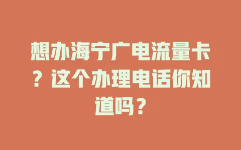 想办海宁广电流量卡？这个办理电话你知道吗？