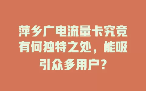 萍乡广电流量卡究竟有何独特之处，能吸引众多用户？