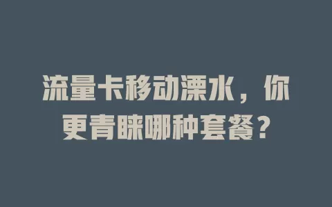 流量卡移动溧水，你更青睐哪种套餐？