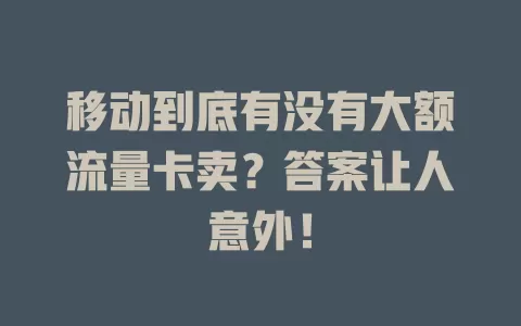 移动到底有没有大额流量卡卖？答案让人意外！