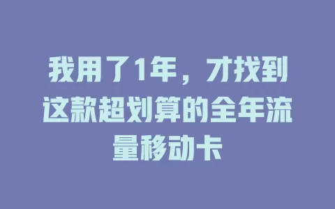 我用了1年，才找到这款超划算的全年流量移动卡