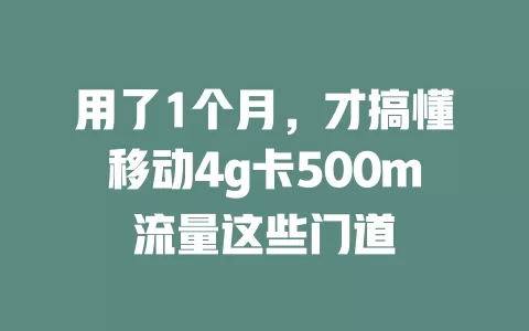 用了1个月，才搞懂移动4g卡500m流量这些门道