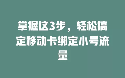 掌握这3步，轻松搞定移动卡绑定小号流量