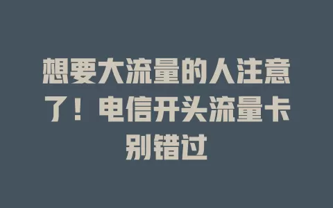 想要大流量的人注意了！电信开头流量卡别错过