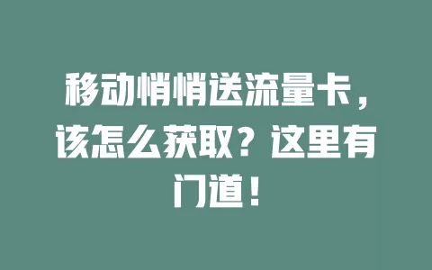移动悄悄送流量卡，该怎么获取？这里有门道！