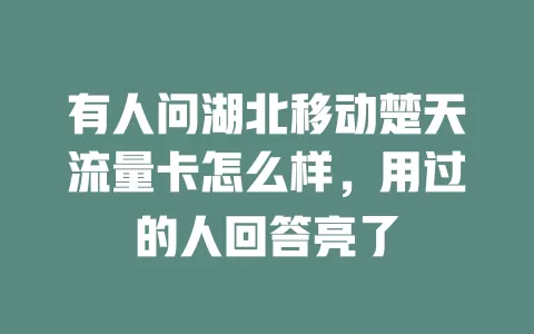 有人问湖北移动楚天流量卡怎么样，用过的人回答亮了