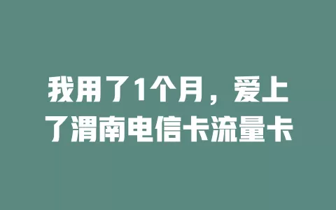 我用了1个月，爱上了渭南电信卡流量卡