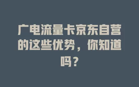 广电流量卡京东自营的这些优势，你知道吗？
