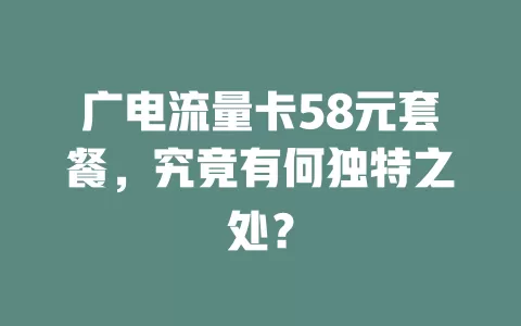 广电流量卡58元套餐，究竟有何独特之处？