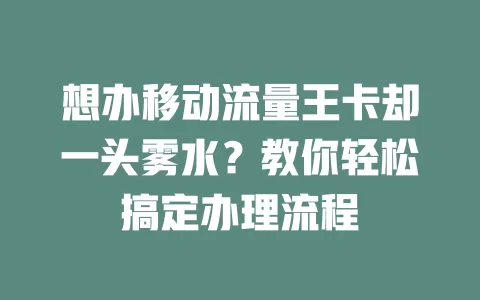 想办移动流量王卡却一头雾水？教你轻松搞定办理流程