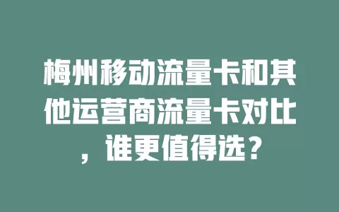 梅州移动流量卡和其他运营商流量卡对比，谁更值得选？