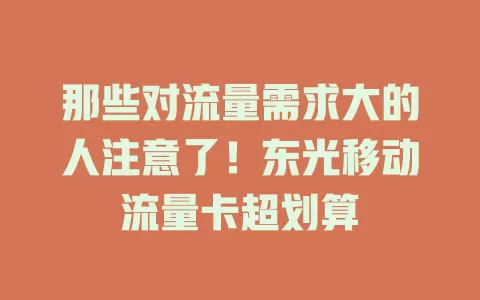 那些对流量需求大的人注意了！东光移动流量卡超划算