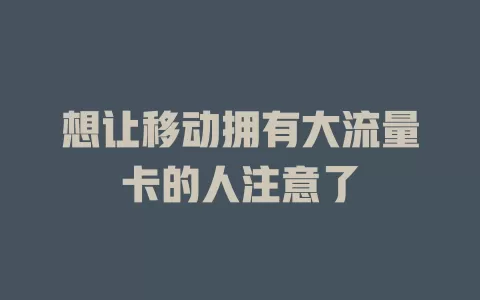 想让移动拥有大流量卡的人注意了