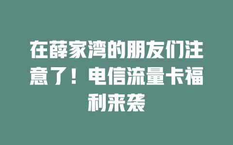 在薛家湾的朋友们注意了！电信流量卡福利来袭