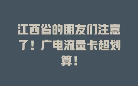 江西省的朋友们注意了！广电流量卡超划算！