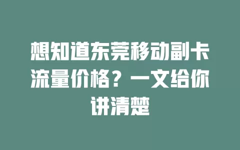 想知道东莞移动副卡流量价格？一文给你讲清楚