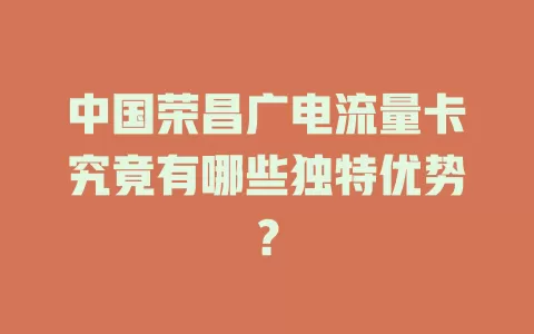 中国荣昌广电流量卡究竟有哪些独特优势？