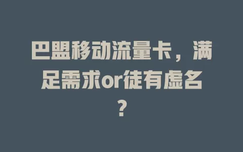 巴盟移动流量卡，满足需求or徒有虚名？