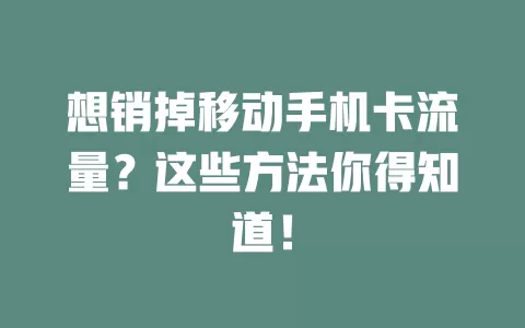 想销掉移动手机卡流量？这些方法你得知道！