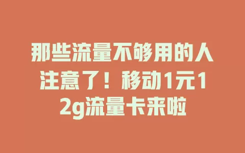 那些流量不够用的人注意了！移动1元12g流量卡来啦