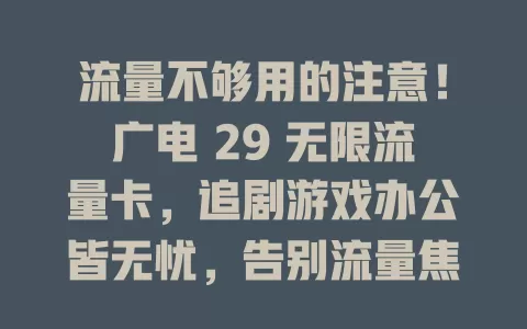 流量不够用的注意！广电 29 无限流量卡，追剧游戏办公皆无忧，告别流量焦虑