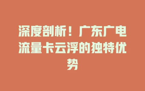 深度剖析！广东广电流量卡云浮的独特优势
