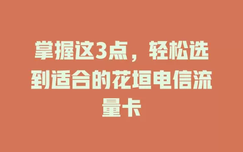 掌握这3点，轻松选到适合的花垣电信流量卡