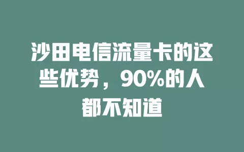 沙田电信流量卡的这些优势，90%的人都不知道