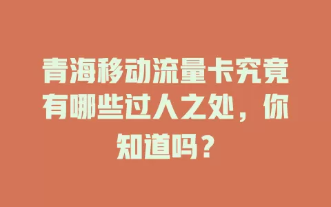 青海移动流量卡究竟有哪些过人之处，你知道吗？