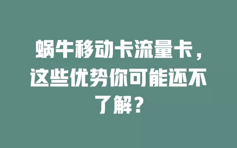 蜗牛移动卡流量卡，这些优势你可能还不了解？