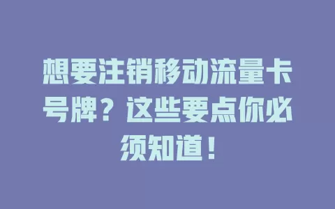 想要注销移动流量卡号牌？这些要点你必须知道！