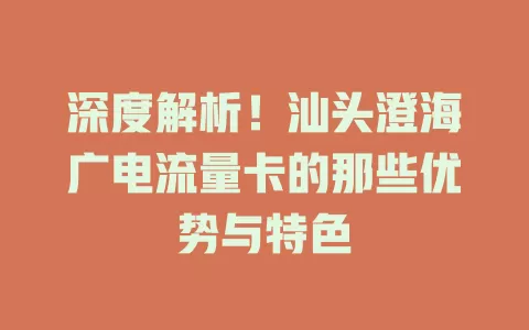 深度解析！汕头澄海广电流量卡的那些优势与特色