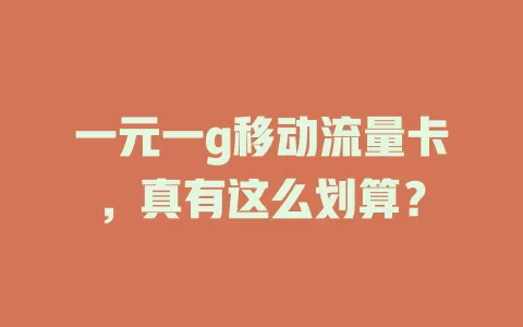 一元一g移动流量卡，真有这么划算？