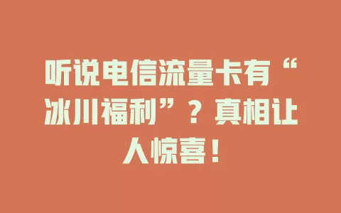听说电信流量卡有“冰川福利”？真相让人惊喜！