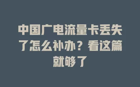 中国广电流量卡丢失了怎么补办？看这篇就够了