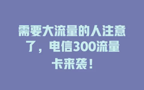 需要大流量的人注意了，电信300流量卡来袭！