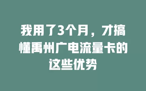 我用了3个月，才搞懂禹州广电流量卡的这些优势
