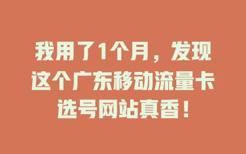 我用了1个月，发现这个广东移动流量卡选号网站真香！