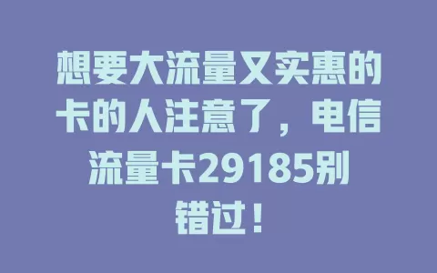 想要大流量又实惠的卡的人注意了，电信流量卡29185别错过！